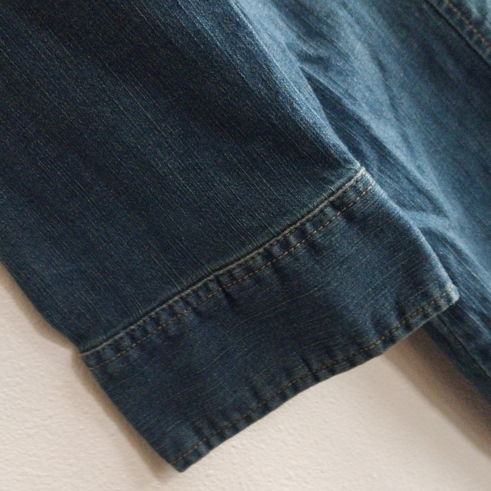 Old Navy Western Denim Snap Button Front 3/4 Sleeve Midi Dress - Picture 8 of 10